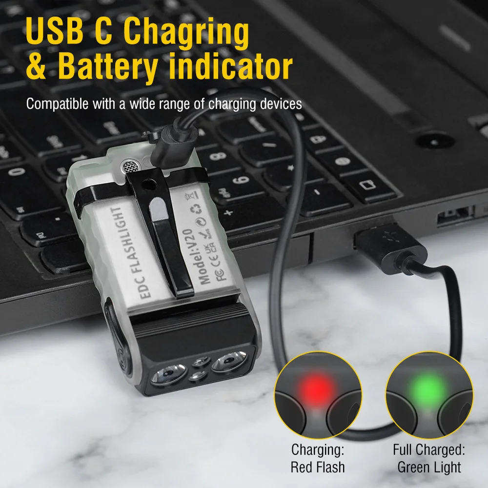 Imagem -04 - Edc Chaveiro Lanterna Mini Tocha Portátil Tipo-c Luz de Trabalho Recarregável com Ímã Lanterna de Bolso para Camping 1000lm Boruit-v20