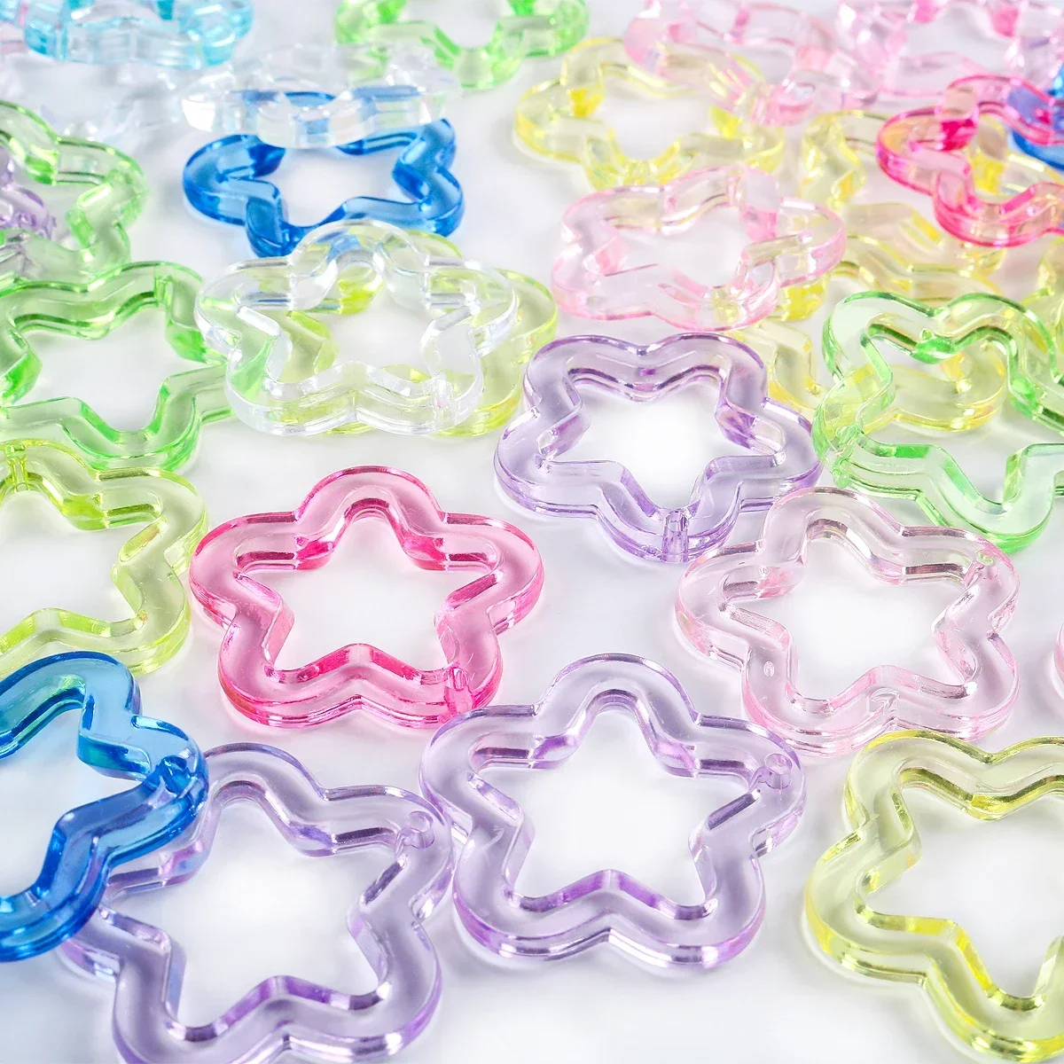 10Pcs 30mm Transparent/Candy Acrylic Loose Star Beads For Earrings Necklace DIY Pendant Jewelry Making Accessories Wholesale