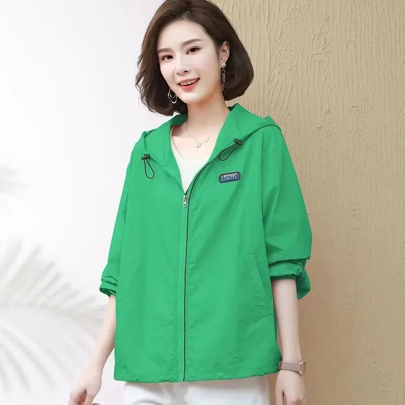 

2024 New Women's Sun Protection Clothing Short Spring Summer,Autumn Coat Fashion Breathable Korean Version Hooded Casual Jacket