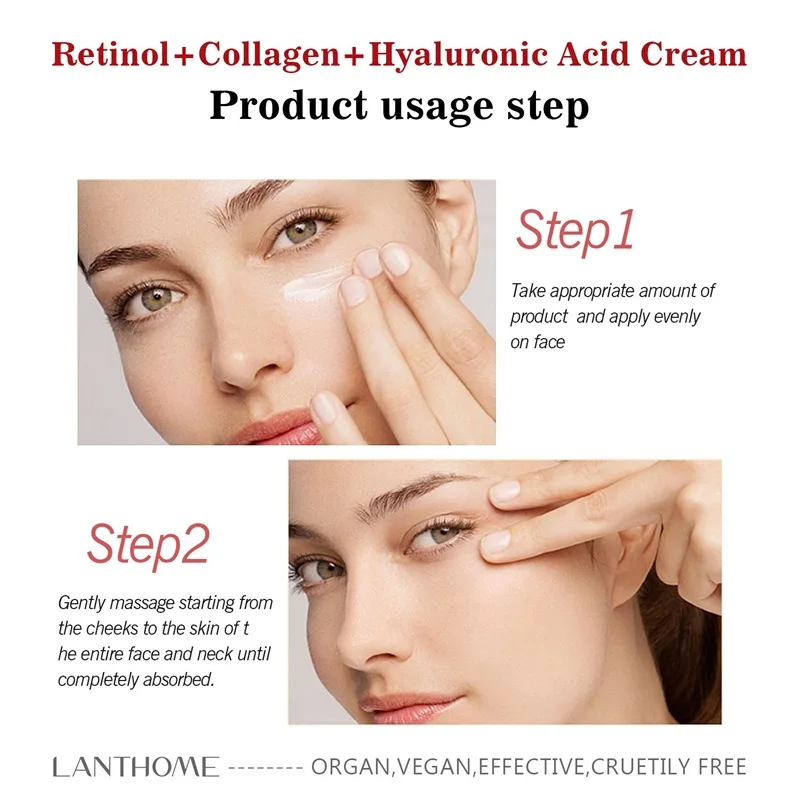 Retinol Face Whitening Cream Collagen Hyaluronic Acid 3in1 Moisturizing Remove Dark Spots Fine Line Eliminate Melanin Body Cream