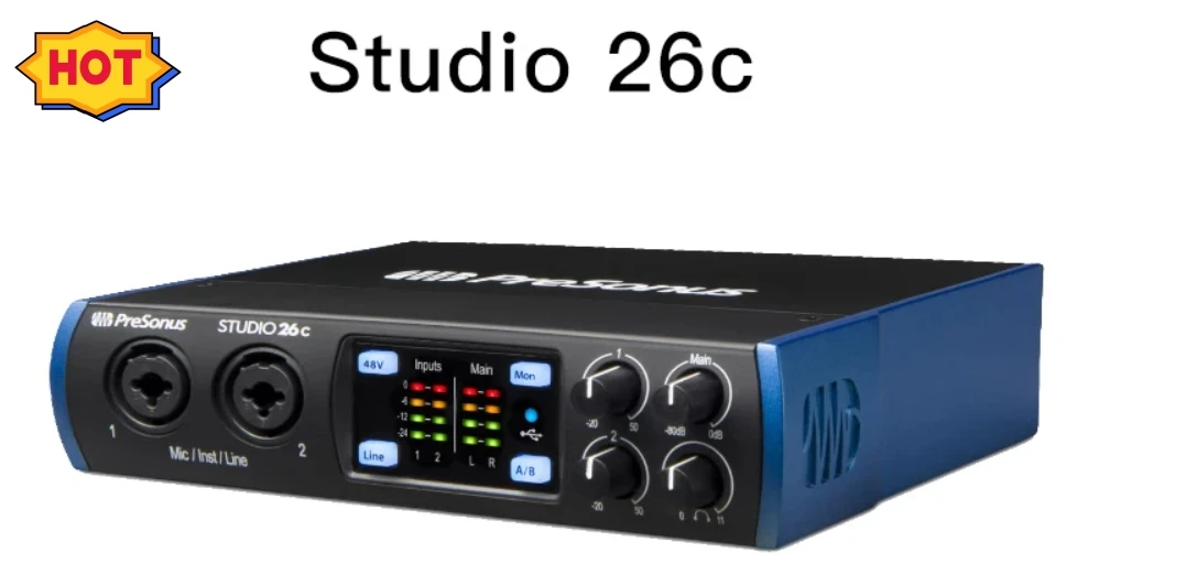 

PreSonus Studio 26c USB-C™ compatible audio interface with XMAX-L mic preamps for live performance and studio