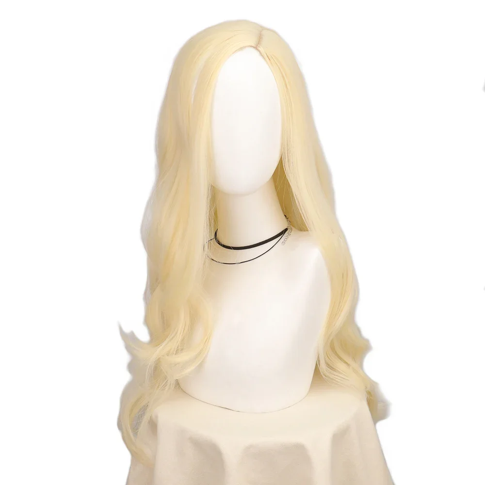 Perucas malucas para mulheres meninas longo encaracolado ondulado luz loira peruca de cabelo resistente ao calor fibra sintética para cosplay traje
