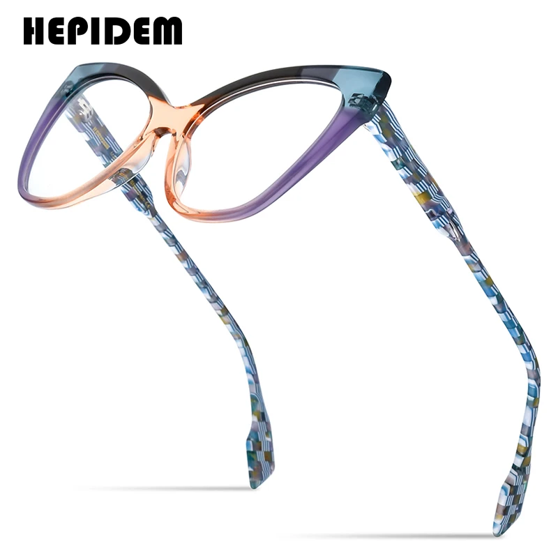 HEPIDEM Multicolor Acetate Glasses Frame Women Designer Cat Eye Eyeglasses Ladies Spectacle Eyewear 9251