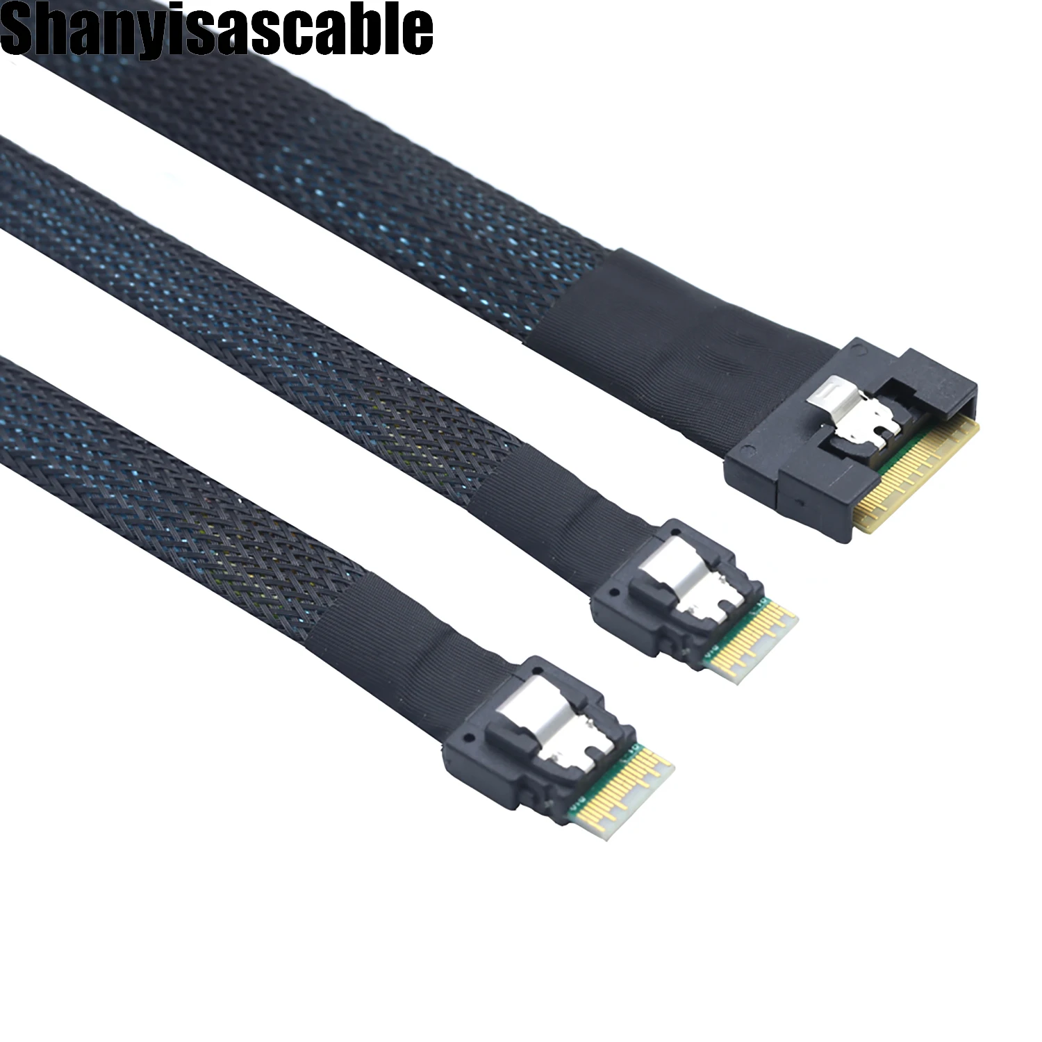 0.5M All inclusive Anti oblique insertion SFF-8654 8i 74Pin PCI-E Ultraport Slimline 4.0 to Dual 2X SFF-8654 4i Cable