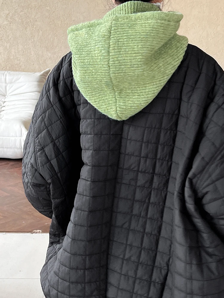 [EAM] Women Keep Warm Knitting Green Blue Hat New Round Dome Temperament Fashion Tide All-match Spring Autumn 2024 1DH7807