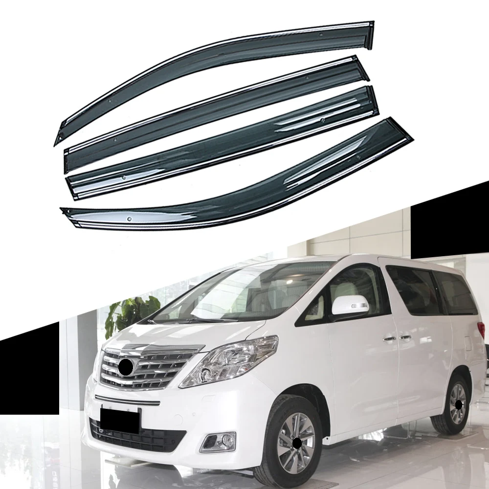 For TOYOTA Alphard H2 2008-2014 Car Window Sun Rain Shade Visors Shield Shelter Protector Cover Trim Frame Sticker Accessories