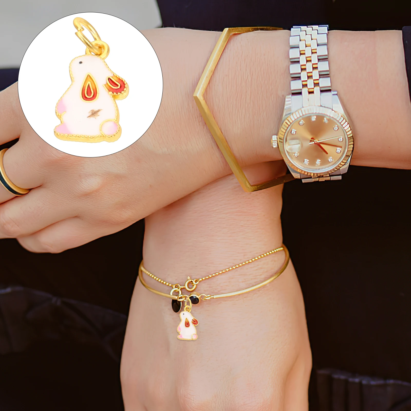 

10 шт., подвески в виде кролика, подвески со знаком зодиака из сплава для изготовления ювелирных изделий, подвески в виде пасхального кролика, браслет, серьги, аксессуары «сделай сам»