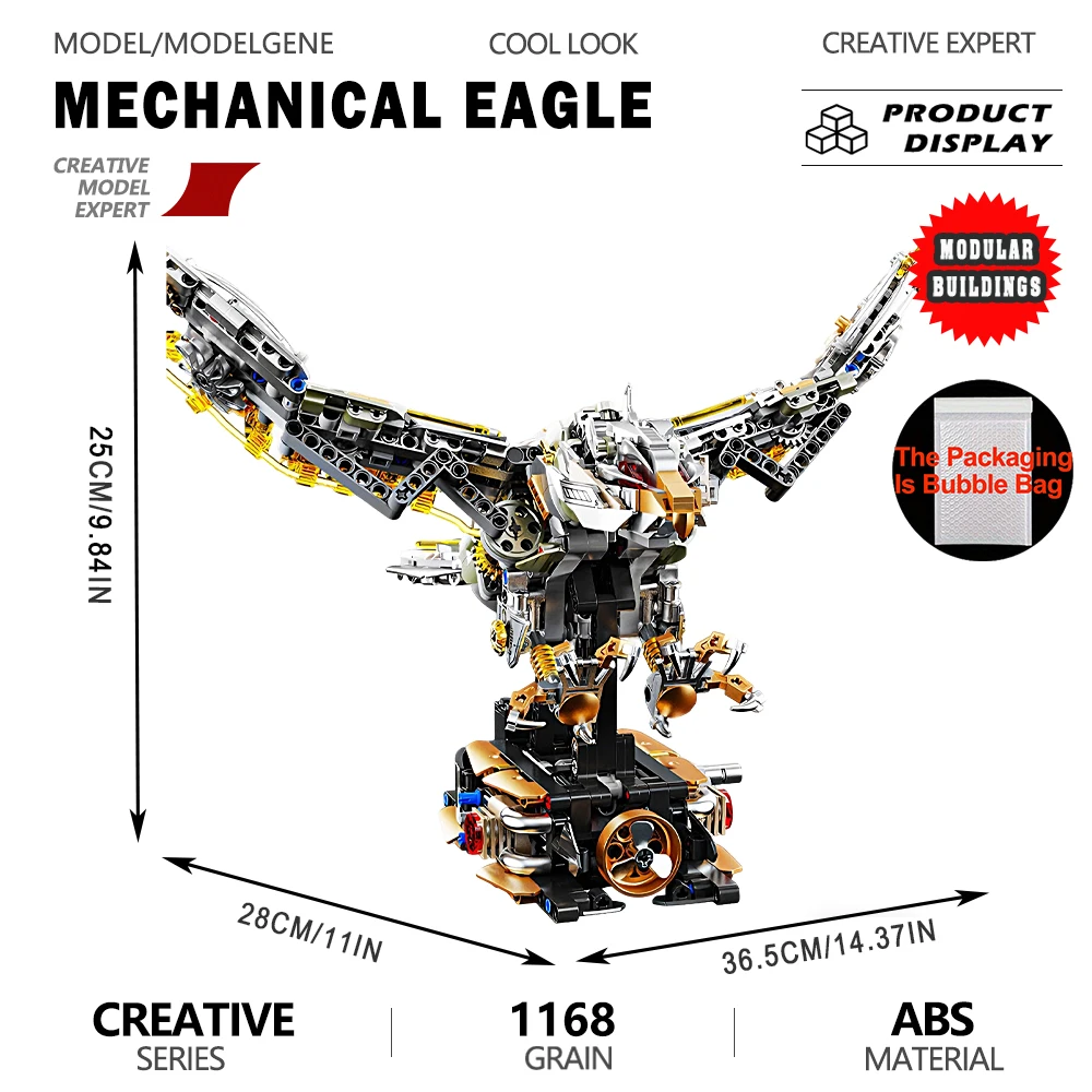 Mechanical Eagle Whale Animal Puzzle Assembly Building Blocks Difficult Tech-Themed Collection Model Xmas Toys Gifts For Adult