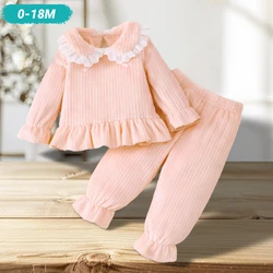 2024 Fall Winter Sonic Hoodies Baby Girl Clothes Set 2 Pcs Solid Long Sleeve Tops + Pants Kids Clothes Girl 0-9M