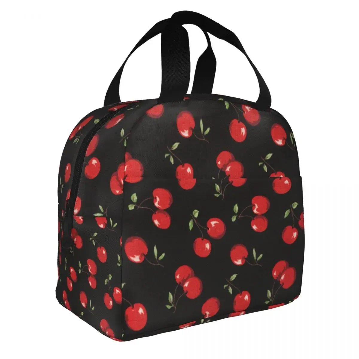 Cherry Lunch Bag Portable Insulated Oxford Cooler Bags Thermal School Tote for Women Girl