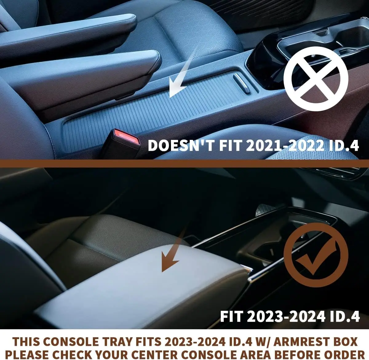 ل 2023 2024 VW ID.4 ID6 وحدة التحكم المركزية صندوق تخزين منظم وحدة التحكم المركزية صينية مسند الذراع تخزين صينية السيارة الملحقات الداخلية #5