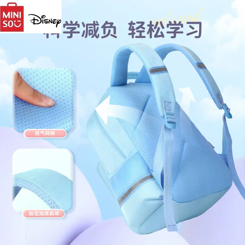 MINISO Disney New 2024 Frozen Princess Elsa Bags 1 To 3 Grade Backpack High-quality Children\'s Burden-reducing Backpacks Gifts