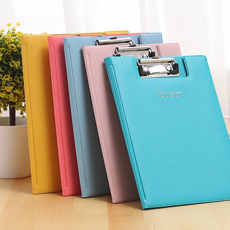 Waterproof A5 PU File Clipboard Flip Folder Contract Folder Student Writing Pad School Office Stationery Supply Random Color