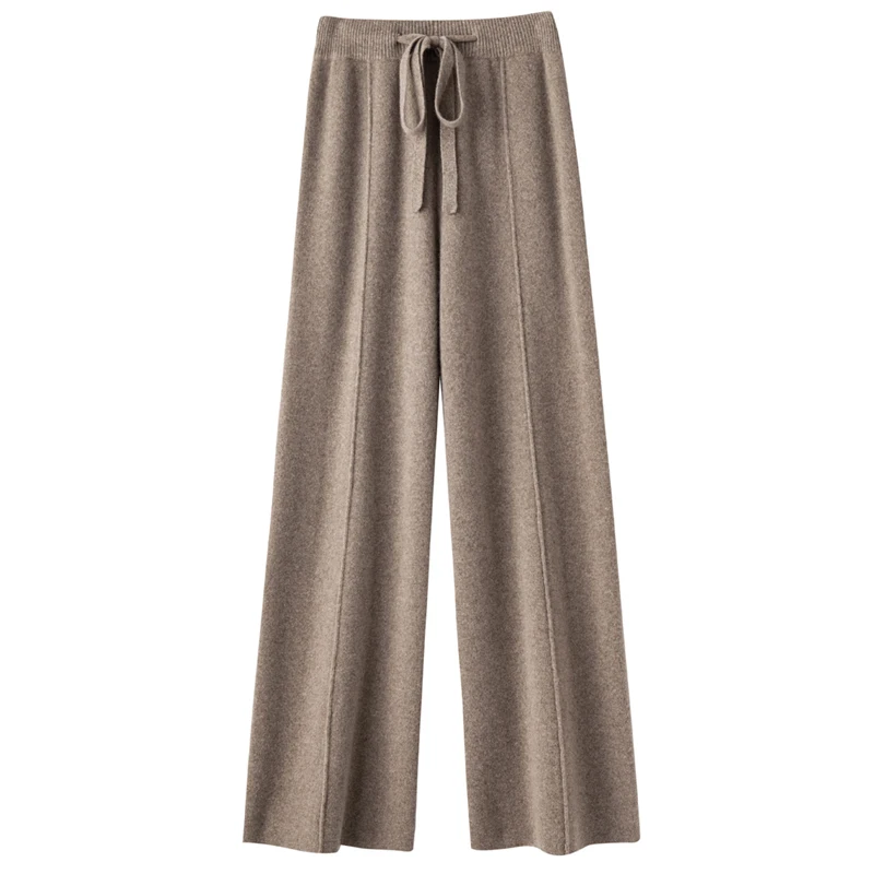 Damen Kaschmir hose 100% Merinowolle Breit fuß hose Damen Strick hose Herbst/Winter 2024 Damen dicke Hose