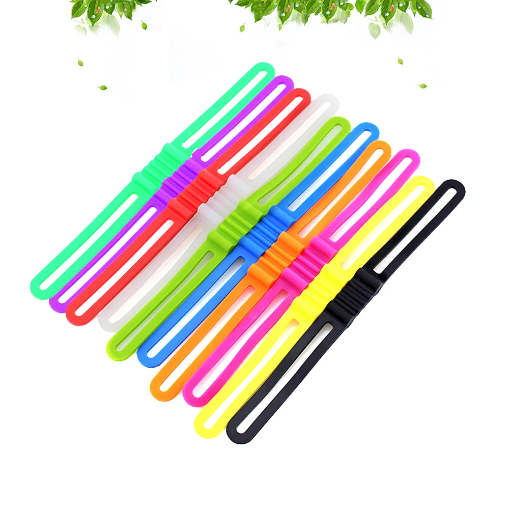 

10 PCs Bike Strap Light Bicycle Silicon for Elastic Accessories Band Wrapper Handlebar