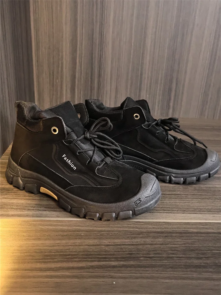 

Outdoor Grade Wear-Resistant Comfortable Men's Pure Color Autumn Matched Anti-Slip Soft Bottom Workwear Mid-Calf Boots