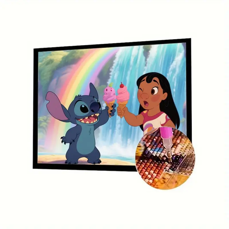 

1 шт. Disney Lilo & Stitch Мороженое и Радужный водопад 5D Набор для алмазной живописи - Полная дрель DIY Вышивка стразами Художественное ремесло
