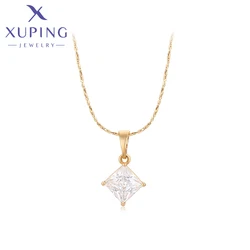 Xuping Jewelry New Arrival Square Stone Pendant Necklace of Gold Color Women Exquisite Gift X000805067
