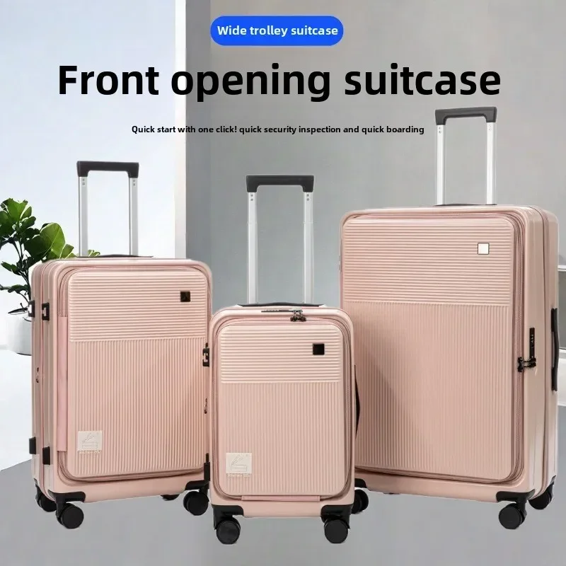 New 20, 24, 28 Inch Hard Shell Multifunction PC Travel Luggage Trolley Front Opening Suitcase for Camping