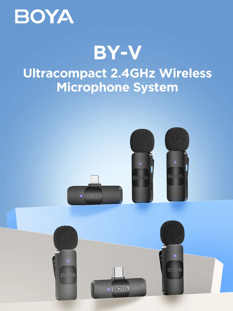 BOYA BY-V Sans Fil Lavalier Revers Microphone pour iPhone Android Téléphone Portable PC Ordinateur Portable Youtube Statique Streaming Vlog 3