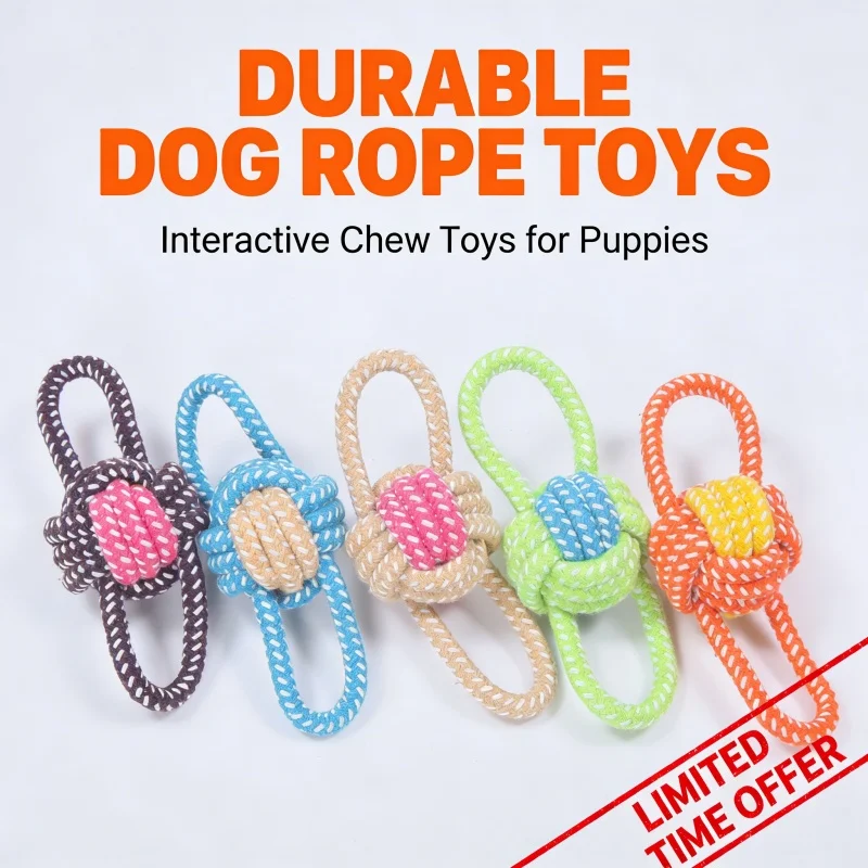 Interactive Cotton Rope Dog Toy Ball - Chew Teething Puppy Toy Mini Pet Toothbrush for Small Medium Large Dogs Pet Accessories view 3