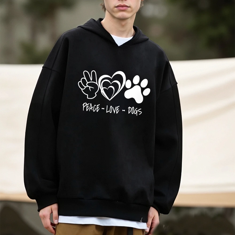Peace Love Dogs sweat à capuche graphique pour homme Y2K vêtements femmes hommes vêtements automne hiver sweats à capuche à manches longues haut portant