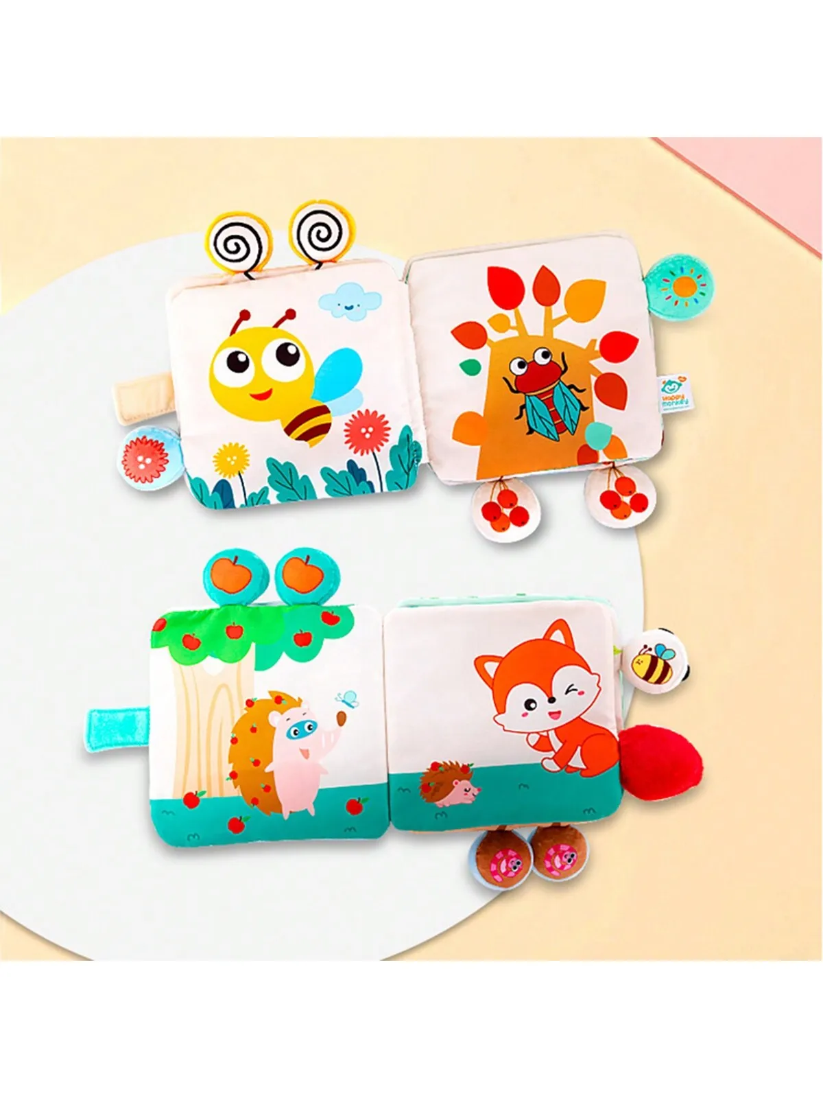 لعبة ألغاز للتعليم المبكر للطفل ، أفخم ملون ، قماش ناعم ، حزام فني مع جرس حيوان معلق محمول ، كتاب قماشي لطيف #5