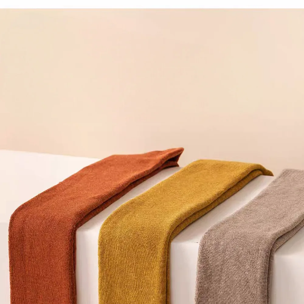 

Женские зимние теплые длинные носки, толстая высокая трубка, шелковые чулки до колена, однотонные, женские толстые носки до икры.