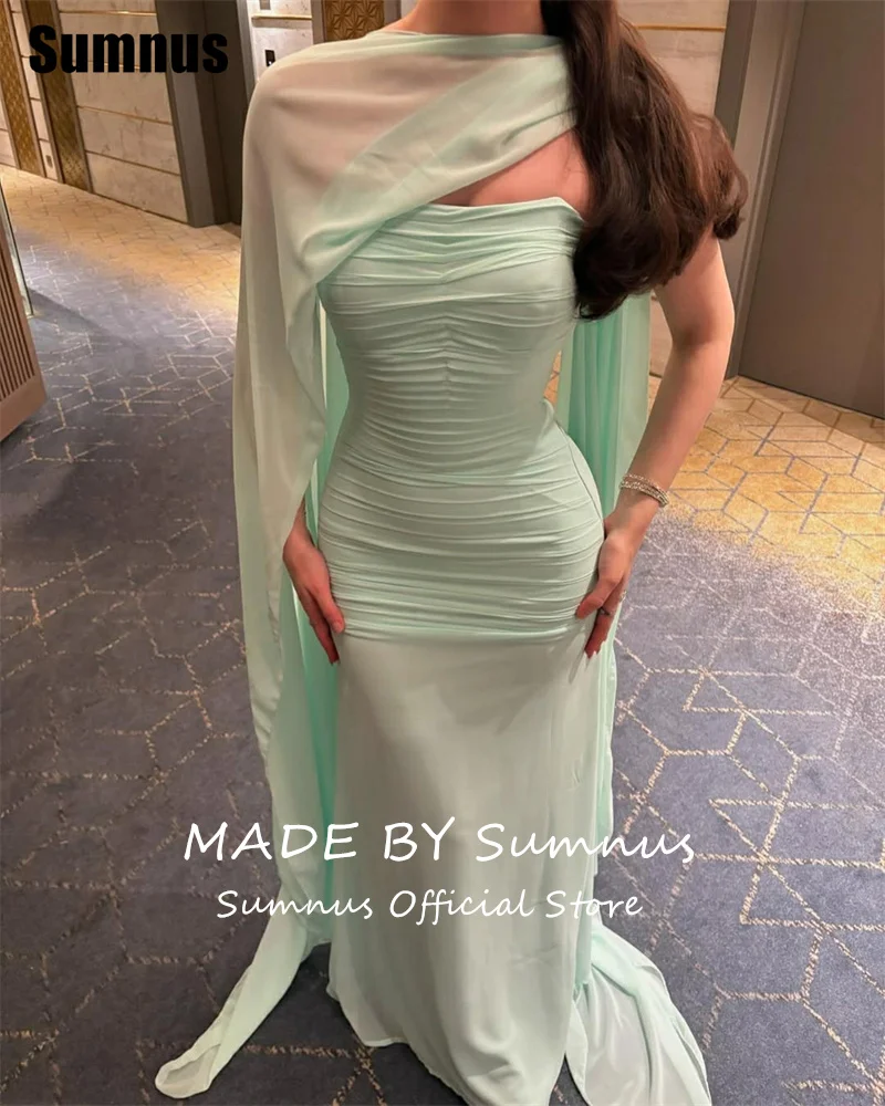Sumnus فساتين سهرة أنيقة بحورية البحر ثنيات بفتحة جانبية بدون أكمام مناسبة رسمية فساتين Fساتين Shiret مخصصة