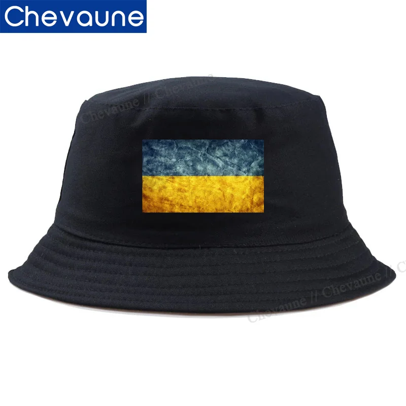 

High Quality Cotton Hats Ukraine National Flag Men Women Bucket Hat Beach Panama Cap Visor Sun UA Retro Flag Hats Fisherman Caps