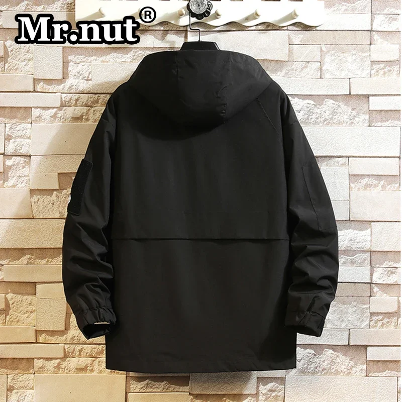 Mr.nut-Jaqueta masculina solta com capuz Windbreak, casaco esportivo, casual, ao ar livre, camping, ferramental, roupas masculinas, primavera, outono