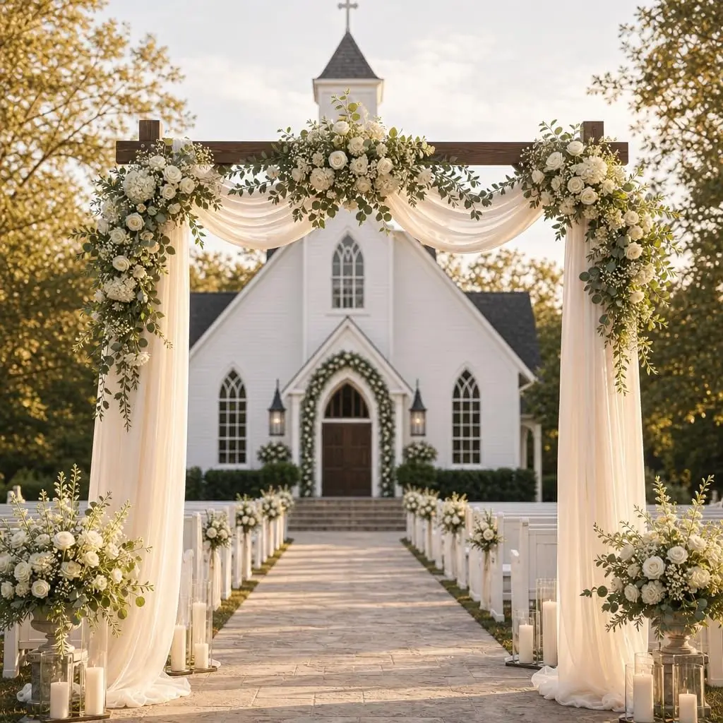 

7.3FT Wooden Wedding Arch Stand Square Wood Arch Wedding Arbor for Ceremony Party Proposal Scene Garden