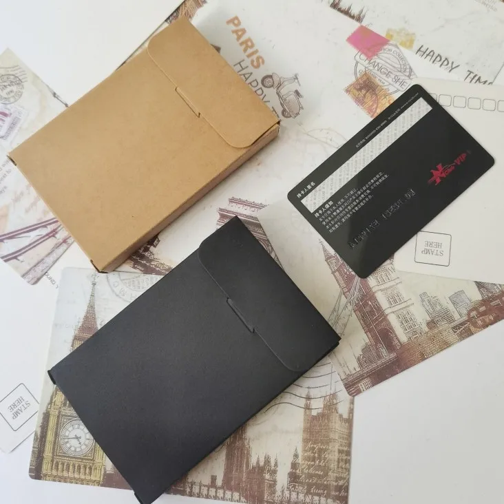 50pcs/lot Mini Envelopes Card Case Used for DIY Postcard/Card Storage 、Wedding Invitations Gift Packaging 350g Kraft Paper Box