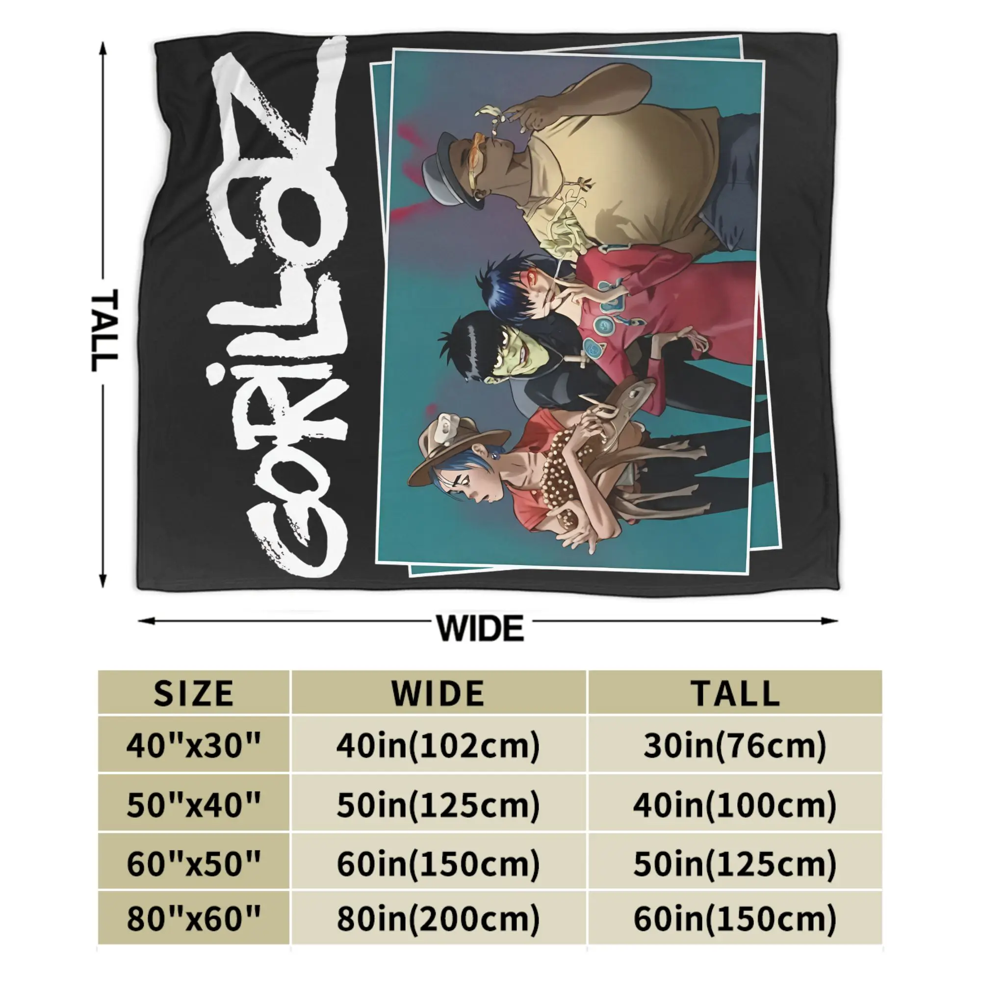 Punk Band Gorillaz Dekens Fleece Zomer Airconditioning Multifunctioneel Super Warm Gooi Dekens voor Beddengoed Autotijt Stuk