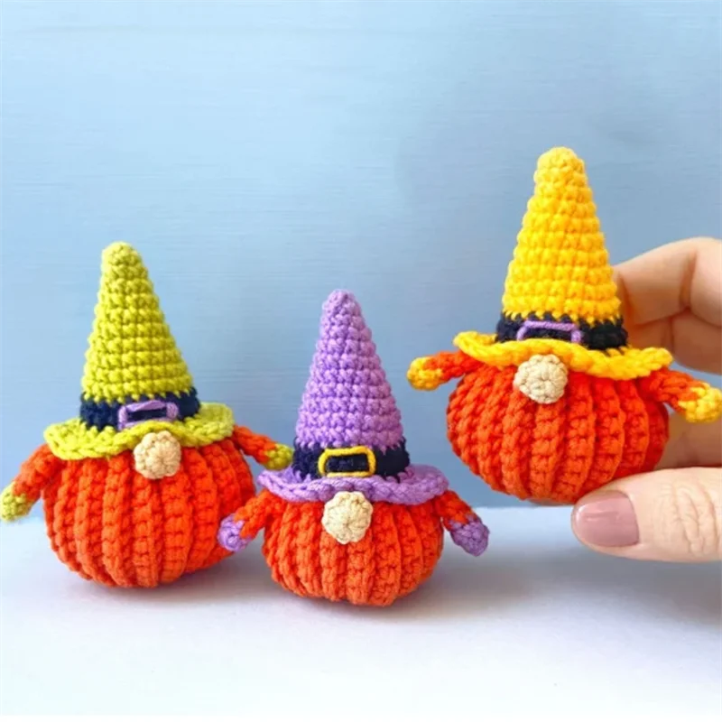 Christmas pumpkin and hat tumbler Pure Hand knitting Plush Toys Halloween Plush Gift Toys Home Decoration Christmas