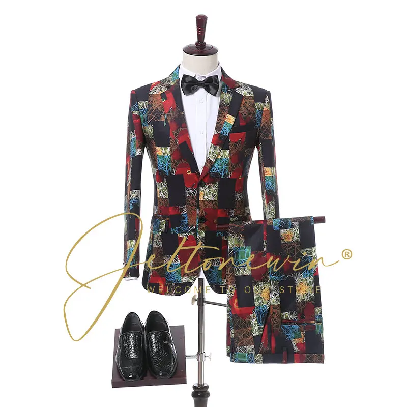 

Jacquard Men Suits Slim Fit 2 Pieces Set Jacquard Wedding Tuxedo Costume Homme Marriage Groomsman Blazer Sets Suits For Men