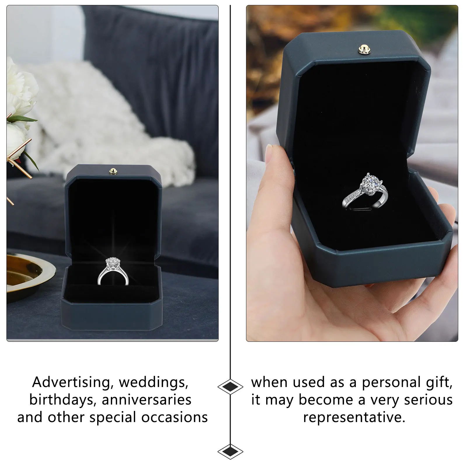 

Jewelry Storage Box PU Ring Case Elegant Design Portable Multipurpose Storage Container for Home Travel Jewelry Protection Box