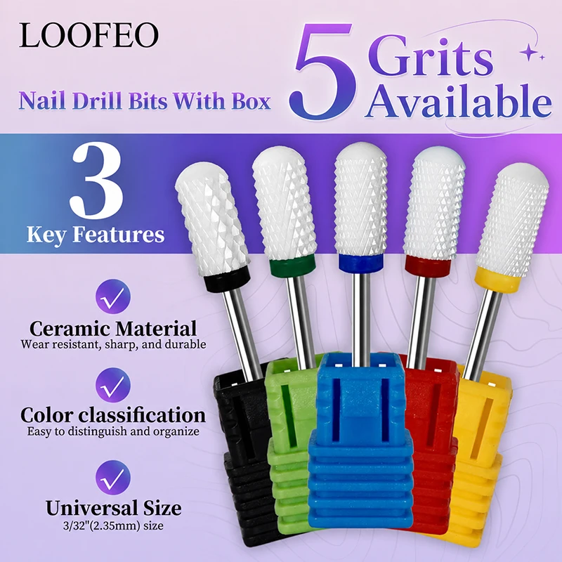1Pc Ceramic Nail Drill Bit Milling Cutter for Manicure Rounded Barrel E-File Bit for Gel Polish Acrylic Removal Cuticle Refining