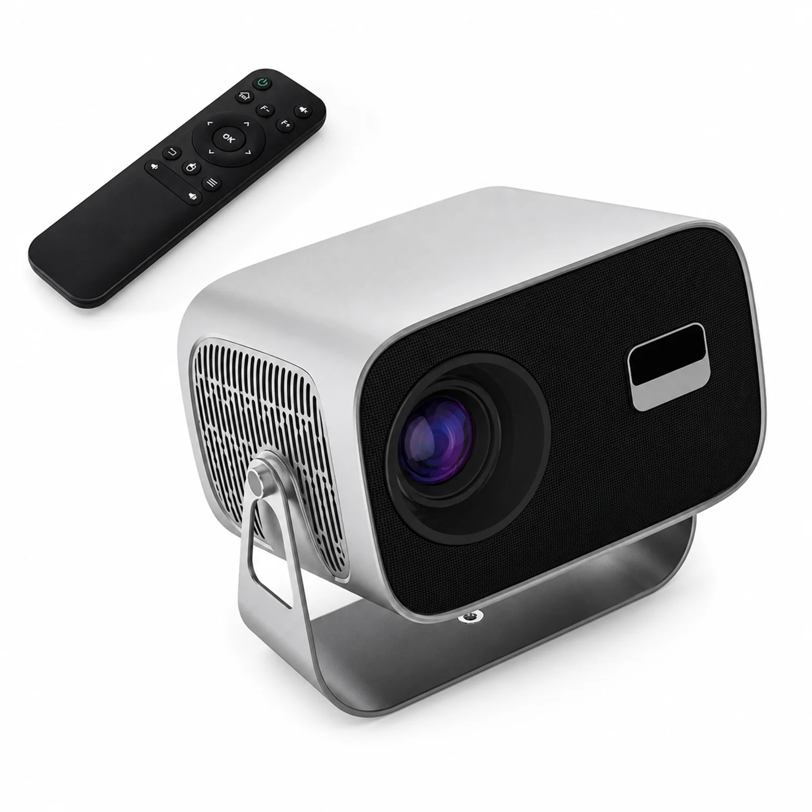 FUSHCAI – przenośny, miniaturowy projektor do użytku na zewnątrz, model A10, z funkcją obrotu o 360 stopni. °   Obrót 900 ANSI, natywny obraz 720P, kompatybilny z 4K, autofokus, BT 5.4 — zdjęcie produktu 7