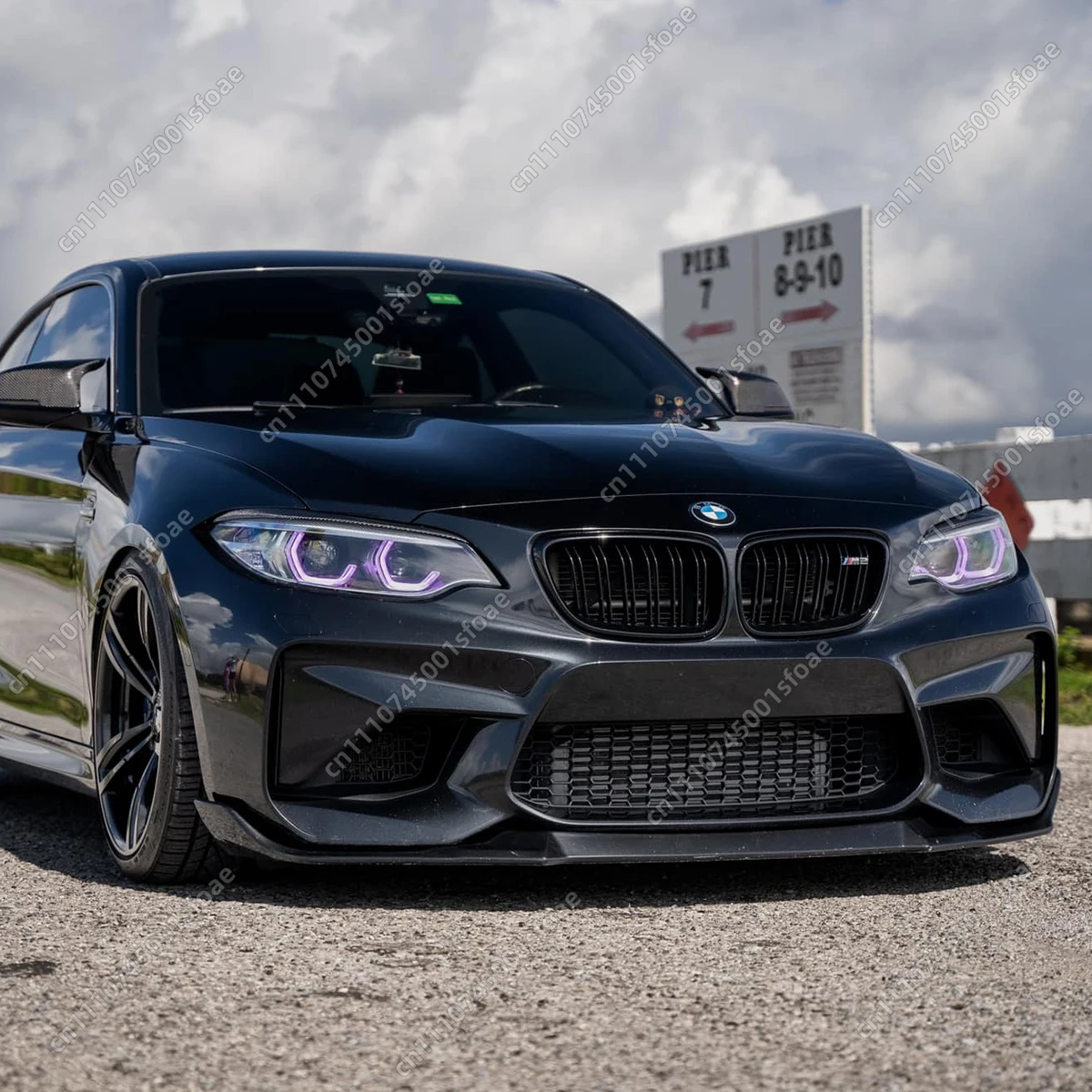 

For BMW M2 F87 2016-2021 High-quality Car Gloss Black Front Bumper Lip Diffuser UV Coat Spoiler Grill Cover Body Kits Tuning