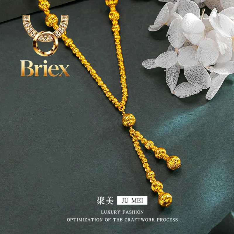 

Briex Jewelry Luxury 24K 9999 Pure Gold real gold Women's Cat's Eye Bead Chain
