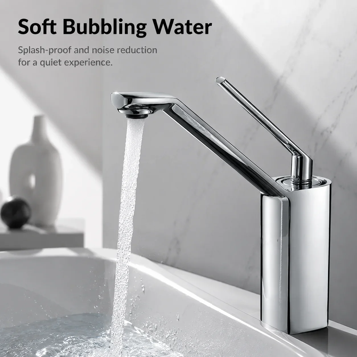 Mirror chrome plated square basin faucet with brass body, minimalist and luxurious bathroom sink, hot and cold water faucet, bas