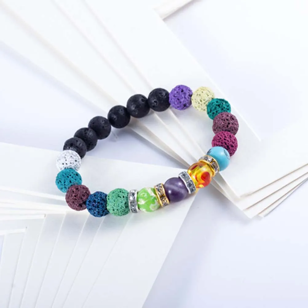 

600pcs Bead Kit DIY Jewelry Accessories Natural Lava Stone Beads Stringing Supplies for Bracelet Necklace Craft Project Gifts
