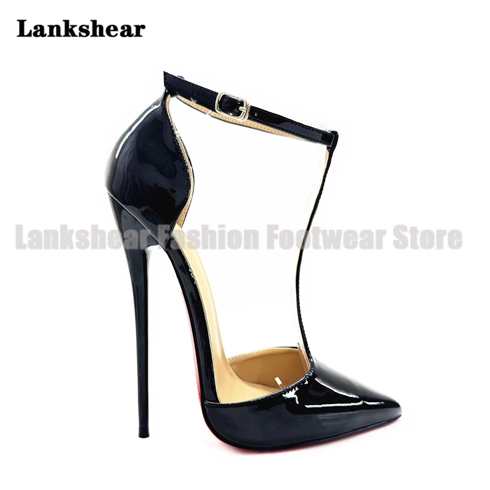 

Black Patent Leather Stiletto Heels Sandals Pointed Toe Ankle Strap High Heels Women Shoes Summer Sandalias De Mujer Verano