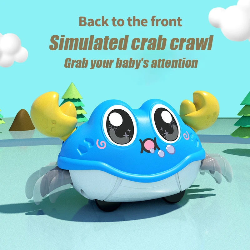 Random 1 pc Running crab Kids fun double pull back run bubble cartoon crab will crawl boy girl sliding toy