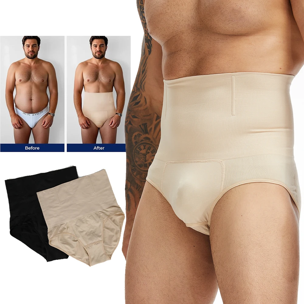 Men High Waist Compression Briefs Underwear Tummy Control Shapewear Underwear Slimming Body Shaper Belly Girdle