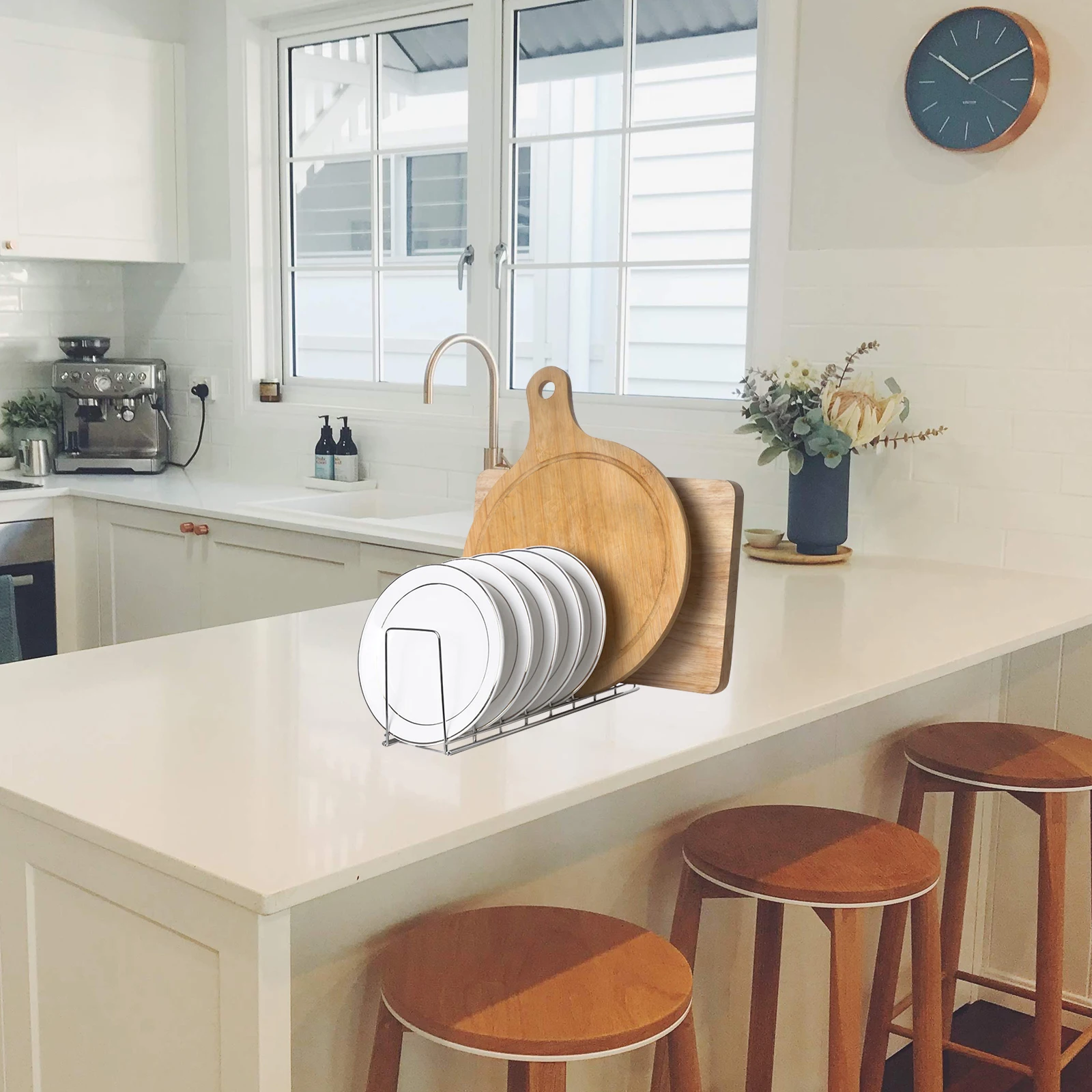 

Stainless Steel Dish Rack Heavy Duty Plate Pan Holder Kitchen Storage Rack Practical Tableware Countertop Drainer Organizer
