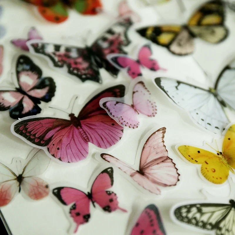 80 Pieces Vivid Butterfly Stickers Junk Journal Vintage Butterfly Stickers Aesthetic Album Phone Laptop Scrapbooking Material