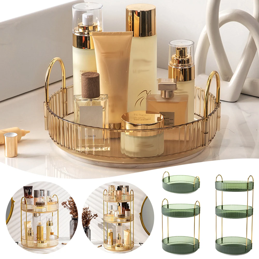 

Rotatable Cosmetics Organiser With 1/2/3 Layer Multipurpose Large Capacity Storage Rack For Dressing Table