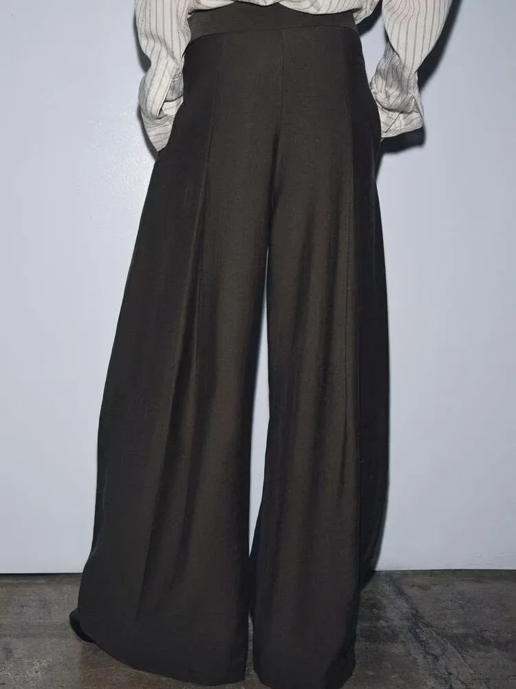 وصل حديثًا لخريف 2025 معطف نسائي بحزام وثنيات وسراويل طويلة زي المسرح العرقي تصميم Ele Dra